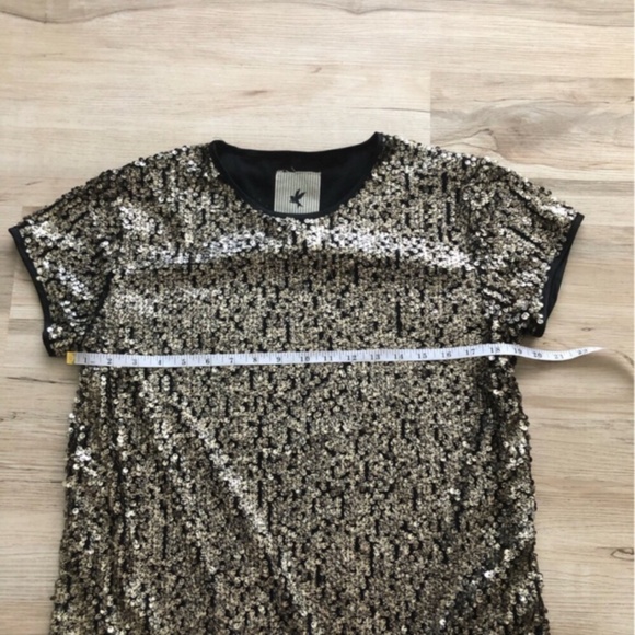 One Teaspoon Black and Gold Sequin Short Sleeve Top - Picture 8 of 9